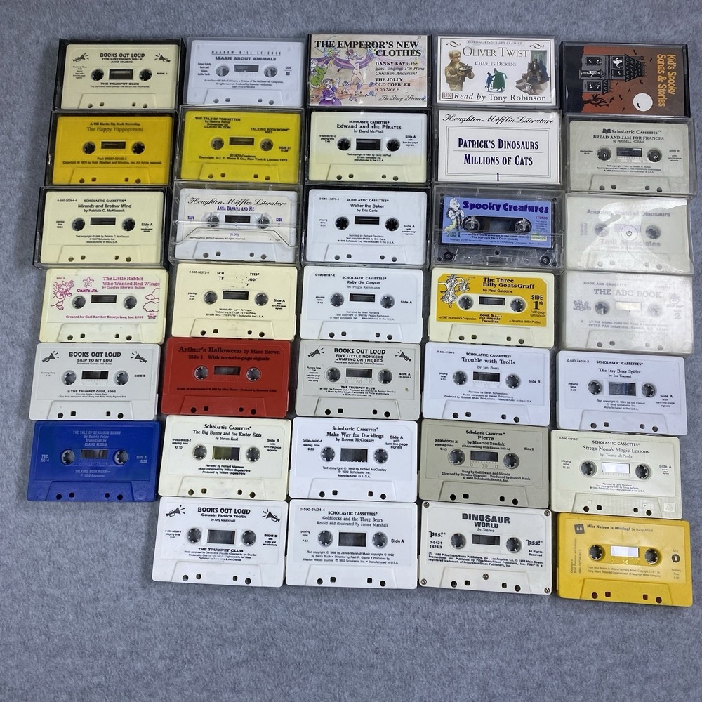 Lot of 30 Vintage Scholastic Books Children Cassette Tapes Read Out Loud